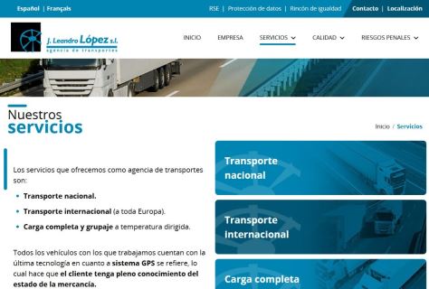 Nueva web para Transportes J Leandro